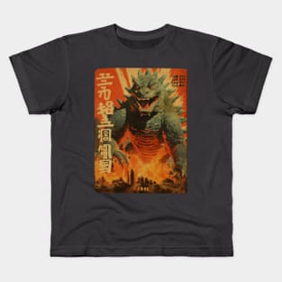 Godzilla Unleashed : Seaquake Chaos, vintage poster Kids T-Shirt